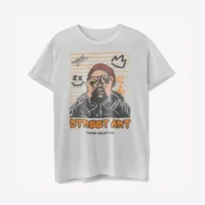 Street Art White Round Neck T-Shirt