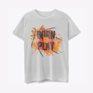 Born to Play White Round Neck T-Shirt